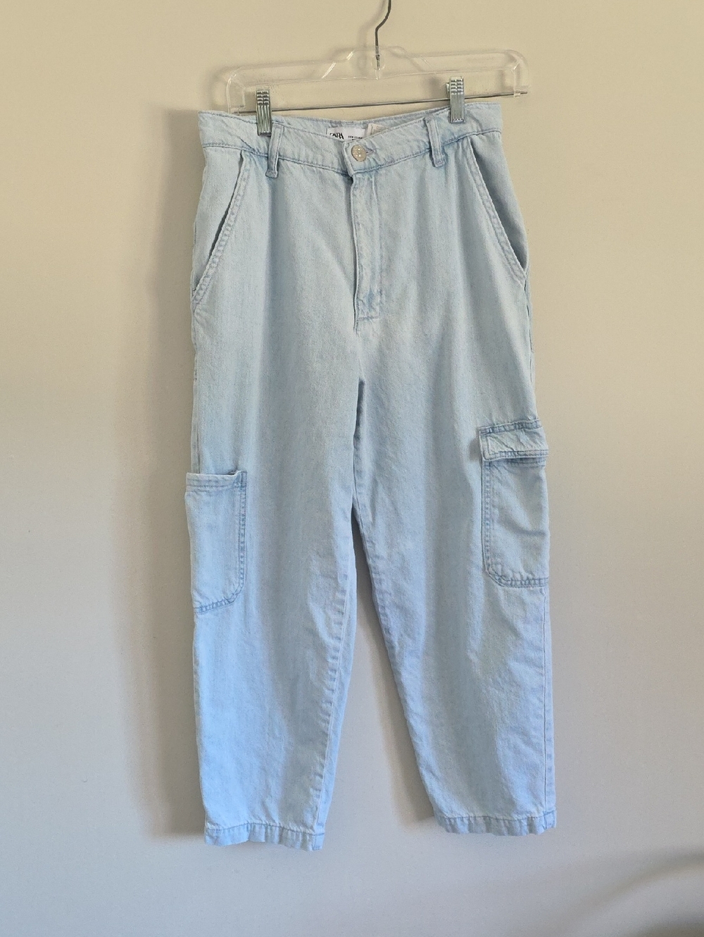 ZARA | Cargo Jeans Light Blue Sz M - Picture 2 of 5